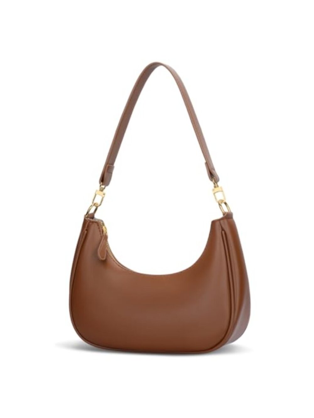Faux Leather Crescent Shoulder Bag for Women Small Hobo Purse with Removable